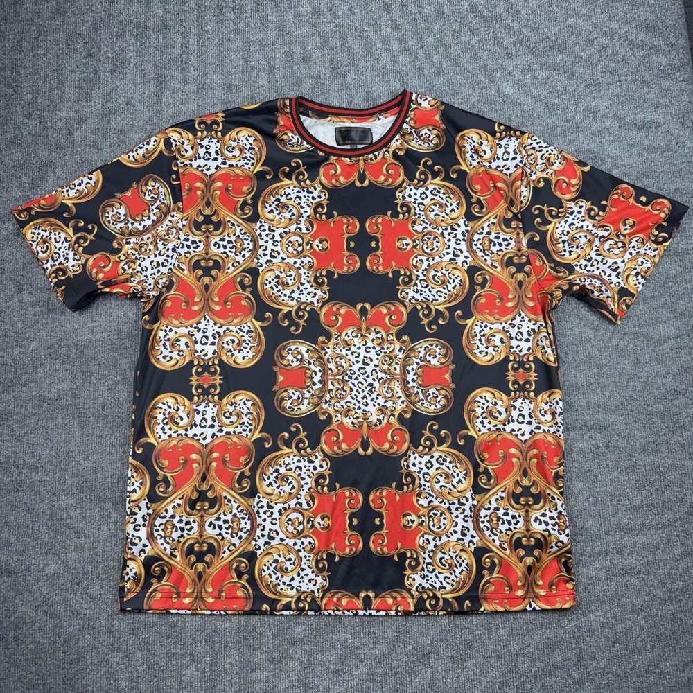 Baroque Gold Shirt Mens 4XL Multicolor Baroque Leopard Graphic‎ Streetwear Tee